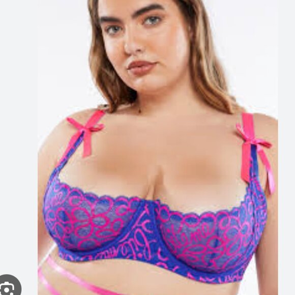 Savage X Fenty "Bite Me" Lace Bra in Blue and Pink NWOT - Picture 1 of 11